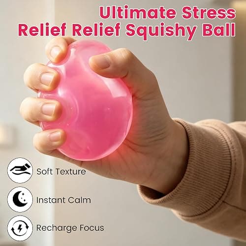 Coconut Oil Squeeze Toys, 2026 New Handmade Malt Sugar Balls Filled Stress Relief Squishy Soft Non-Sticky Sensory Fidget Toy for Adults Relaxation and Focus (Pink) thumbnail 2