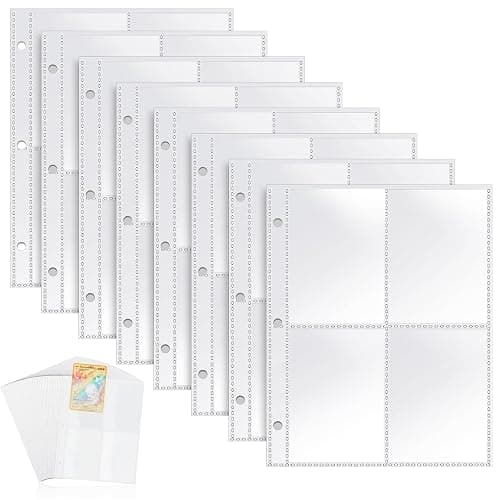 Sammelkarten Hüllen 400 Pockets Leere Pokemon Hüllen Photocard Sleeves 50 Seiten Doppelseitiges Sammelalbum Transparent Karten Folien Trading Einzeln für 3 Löcher Ringbüchern zum Sammeln und Tauschen - Image 1