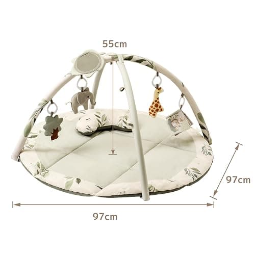 Fortella Spielbogen Baby, Spielmatte mit Bauchzeit Kissen und 5 Sensorik Spielzeug Abnehmbarem,Naturthemen Krabbeldecke für Babys ab der Geburt, Neugeborene & Kinder, 0-6-9-12 Monate-Salbeigrün - Salbeigrün thumbnail 2