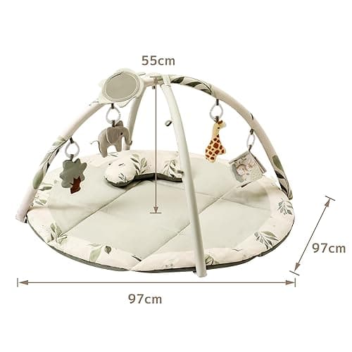 Fortella Spielbogen Baby, Spielmatte mit Bauchzeit Kissen und 5 Sensorik Spielzeug Abnehmbarem,Naturthemen Krabbeldecke für Babys ab der Geburt, Neugeborene & Kinder, 0-6-9-12 Monate-Salbeigrün - Salbeigrün thumbnail 3