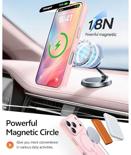 FNTCASE for iPhone 17 Pro Max Case: [Compatible with Magsafe] Translucent Matte Cases with [Full Camera Protection] [Screen Protector] Military Grade Shockproof Protective Phone Cover - Light Pink thumbnail 3