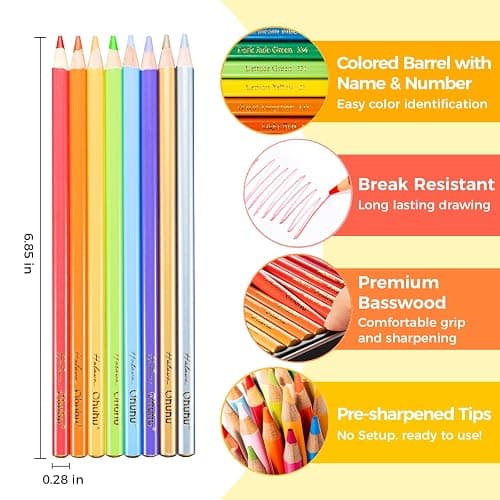 Ohuhu Colouring Pencils, 72 Blendable High Pigmentation Soft and Thick Core 4mm Oil-based Lead Coloured Pencils for Professionals Artists Adults Students Drawing Sketching Portrait - Halawa Series thumbnail 3