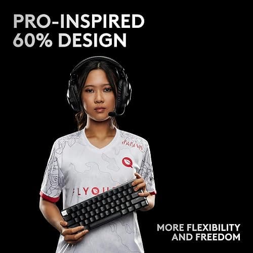 Logitech G PRO X 60 Lightspeed Wireless Gaming Keyboard, Ultra Compact TKL 60% Mechanical Keyboard for Windows PC, LIGHTSYNC RGB, Dual-Shot PBT Keycaps, GX Optical Linear Switches - White thumbnail 6