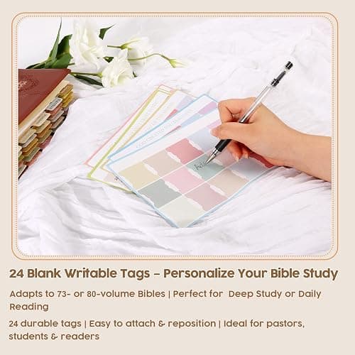 Bible Tabs for Bible Book Markers - Pastel Paper Index Tabs for Men's Bible Study, Bible Journaling Supplies, Perfect Christian Gift for Youth & Teens thumbnail 4