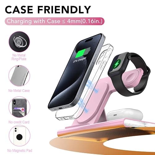 3 in 1 Charging Station for iPhone 17 - Wireless Charger for Apple Devices for iPhone 17 16 15 14 13 12 11 Pro Max - Foldable Wireless Charging Station Dock Stand for Apple Watch Series & AirPods thumbnail 3