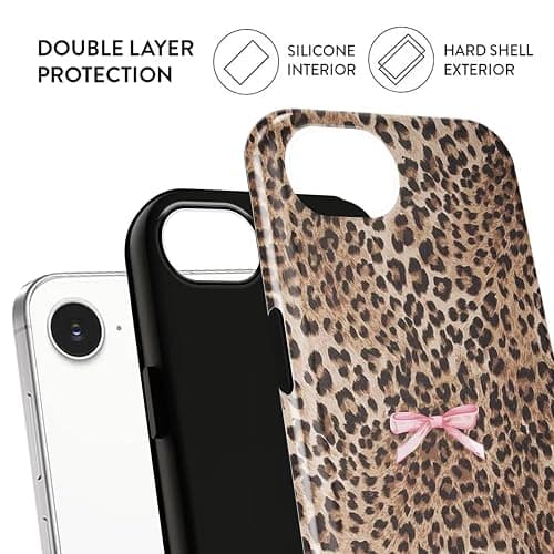 Aoldimu Cute Bow Cheetah Print Phone Case for iPhone 16e/iPhone 17e 6.1", Aesthetic Brown Leopard Pattern Design Cover for Women Girls, Anti Scratch Shockproof 2-in-1 Cover for iPhone 16e/iPhone 17e thumbnail 2