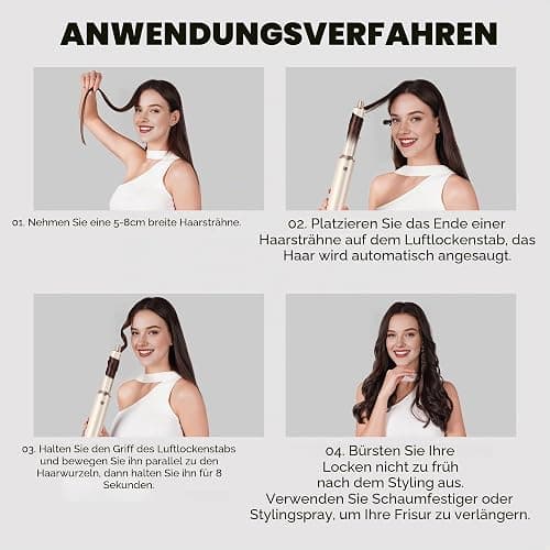 OKWRAP Haarstyler Hair Styler Set Hairstyler 5 in 1 Lockenstab Luft | Hairstyler Föhn 5 in 1 Mit Rundbürstenföhn for Styling Föhn Lockenstab Luft Für Glätten, Trocknen, Volumen, Locken thumbnail 4