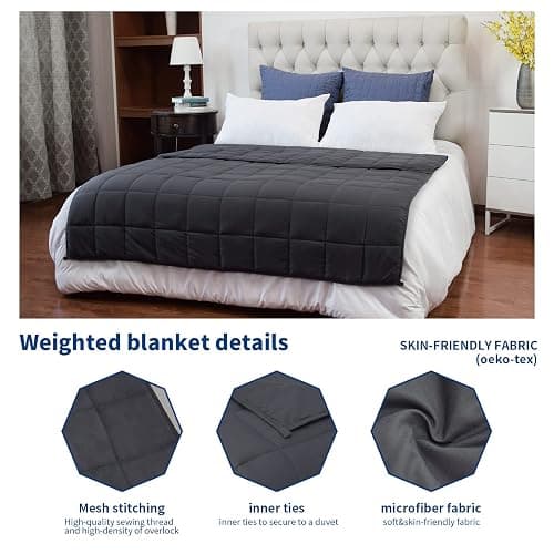 PRETTY NIGHT Weighted Blanket 18lbs Queen Size Dark Grey 60"x80" Weighted Blankets for Adults Heavy Blanket are Comfortable and Cozy thumbnail 6