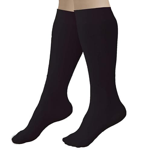 CRS Cross Figure Skating Socks. 2 Pair Knee High Tights. Premium Footed Ice Skate Dance Socks in a Variety of Colors. thumbnail 2
