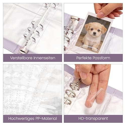 ARATERVIO A5 Fotokarten-Binder mit 30 Hüllen, 6-Ring Sammelalbum mit 240 Kartenplätzen, PU-Leder Einband mit Magnetverschluss zur Aufbewahrung von K-Pop Fotokarten, Trading Cards und Sammelkarten thumbnail 6