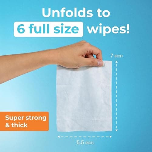 Impossibly Compact Travel Flushable Wipes - 99.5% Water and Aloe - Safe for Sensitive Skin & Hypoallergenic - Travel Essentials for Adults & Kids, Unscented, 8 Pack 48 Wipes thumbnail 3