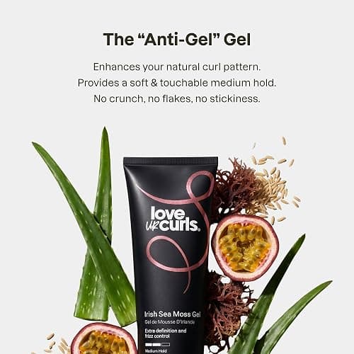 Love Ur Curls Curly Hair Gel - Medium Hold Irish Sea Moss Curl Gel | Irish sea moss gel for curly hair with medium hold, defines curls and waves with flexible hold, no crunch, 236 mL thumbnail 3