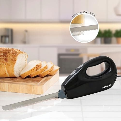Daewoo Electric Carving Knife, Cuts Effortlessly Through Meats And Frozen Foods With Durable Twin Blades, Black thumbnail 3