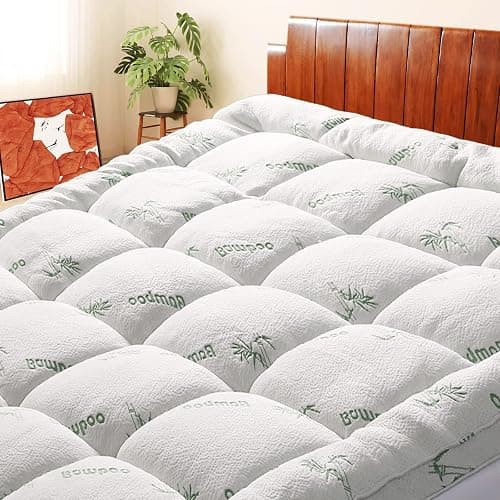 Mattress Topper Twin XL Size, Cooling Extra Thick Breathable Viscose Made from Bamboo Mattress pad, Soft Quilted Fitted Mattress Cover with 1000 GSM Down Alternative Fill (8-21”Deep Pocket) - Image 1