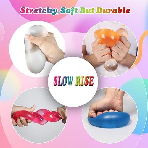 Slow Rise Giant Gel Stress Balls for Adults, 3.54" Malt Sugar Filled Squishy Fidget Toy - Silent Maltose Squeeze Ball for Adults Anxiety Relief/Hand Therapy/Autism/ADD/ADHD (Blue) thumbnail 6