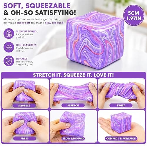 Fidget Toys Squishy Stress Cube, Stress Balls for Teenager, Soft Sensory Fidget Toy for Stress & Anxiety Relief for Teenager&Adult, Fidgets for Classroom Prize（1） thumbnail 5