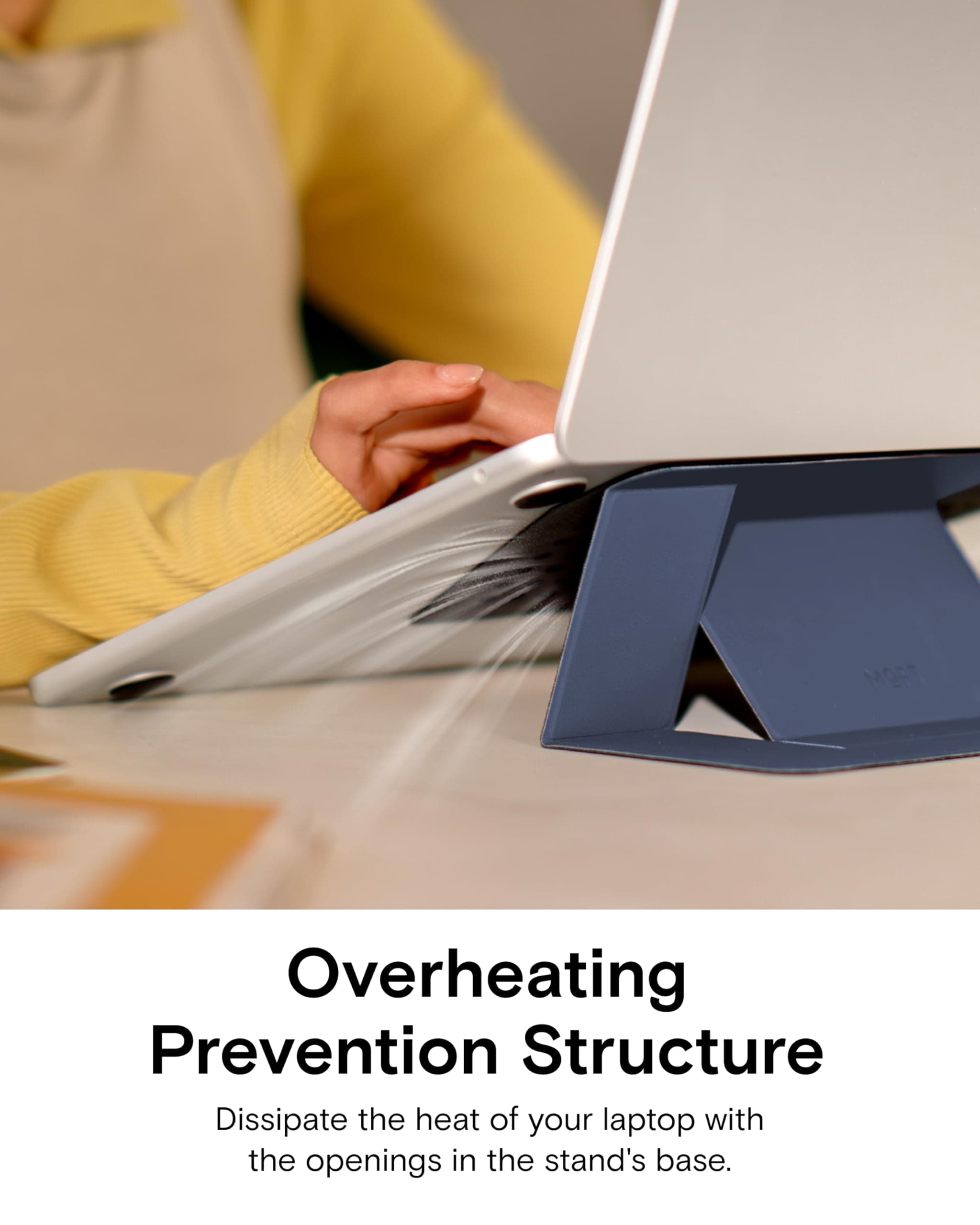 MOFT Onzichtbare smalle laptopstandaard voor bureau, draagbare en opvouwbare laptopstandaard met instelbare perfecte kijkhoeken, compatibel met laptops tot 16" (Zwart) - Zwart thumbnail 7