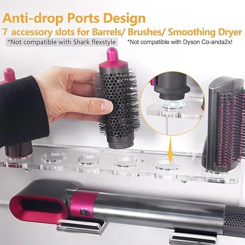 Affogato Wall Mount Holder Compatible with Dyson Airwrap Styler Accessories Acrylic Storage Holder Compatible with Dyson Airwrap Attachments Organizer Rack for Wand Barrels Brushes, Transparent Clear thumbnail 3