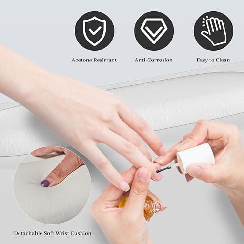 White Nail Desk for Nail Tech,Acetone-Resistant Manicure Table Nail Tech Desk with Drawers Nail Tech Table Station Storage Cabinet, Open Drawer, Wrist Pad, Metal Legs, for Beauty, Salon, Spa Makeup thumbnail 4