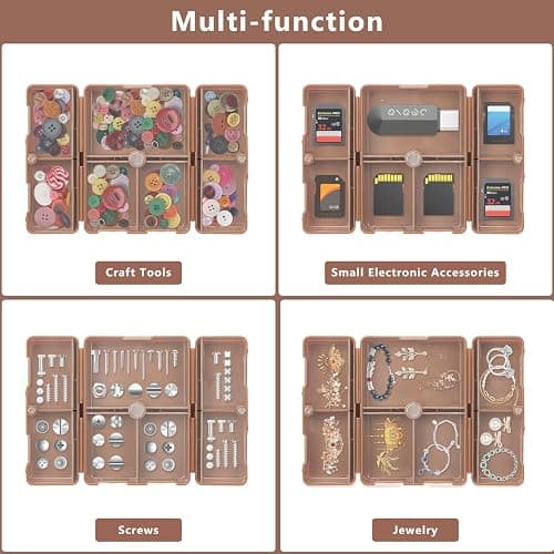 FYY Daily Pill Organizer, 7 Compartments Portable Travel Pill Case, [Folding Design] for Purse Pocket to Hold Vitamins,Cod Liver Oil,Supplements and Medication-Brown thumbnail 8