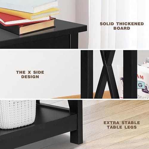 SUPER DEAL Console Table 39.5”, 2-Tier Narrow Sofa Side Table with Storage Shelf, Entrance Table for Hallway/Foyer/Living Room/Corridor/Office, Black thumbnail 4