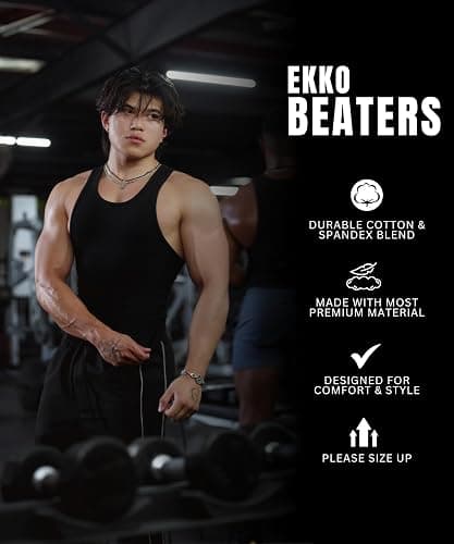 Large Ekkovision Beaters, Men's Tank Tops, Cotton Spandex Blend Tanks for Men, Comfortable, Durable Ribbed Fabric thumbnail 2