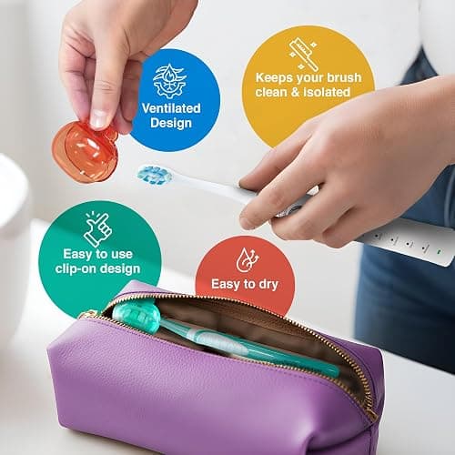 GuruNanda Brush Pods Manual & Electric Toothbrush Covers, 4 ct | Natural Essential Oil Vapors Keep Toothbrushes Fresh|Ventilated Clip-On Travel Toothbrush Accessory for Home & on the Go Use thumbnail 5