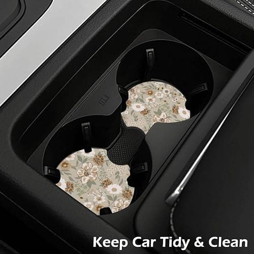 2 Pcs Car Cup Coasters, Vintage Floral Universal Non-Slip Rubber Car Coasters for Cup Holders 2.75 inch, Car Interior Accessories for Women thumbnail 5