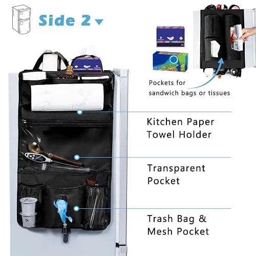FRECOLSH Mini Fridge Organizer 65" x 12.5" - Over The Fridge Storage With 16 Pockets - Organization and Storage for Pantry Goods, Utensils & More Office or Dorm Essentials thumbnail 5
