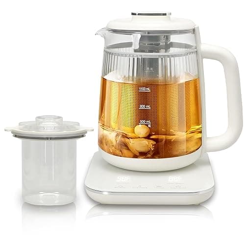 Health Pot, 1.5L Double-Layer Glass Electric Kettle with Stew Pot, 9-in-1 Multi-Function Tea Maker for Soup, Porridge, Herbal Tea, Stainless Steel Base, Glass Touch Panel, Programmable - Image 1