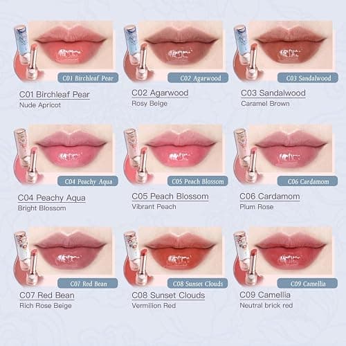 Flower Knows Butterfly Cloud Collar Glossy Lipstick,Hydrating Solid Lip Gloss,Moisturizing Red Tinted Lip Balm,Long Lasting Lip Gloss in Balm for Girls&Women,(C08 Sunset Clouds) thumbnail 2