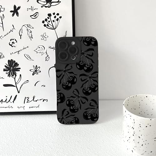 Lovmooful for iPhone 16 Pro Case Cute Bowknot-Cherry Bow | Compatible for iPhone 16 Pro Case,Aesthetic Ribbon,with Black Design,for Girls Women,Soft TPU,Shockproof,Protective,Girly thumbnail 6