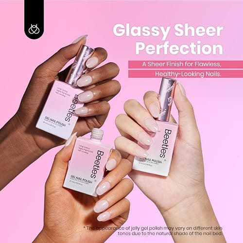 Beetles Nude Pink Gel Nail Polish Set, 6 Colors 15ML Light Pink Jelly Gel Nail Polish Kit Neutral Sheer Full Size Translucent Nail Concealer Soak Off UV Manicure Salon Colorful Bottle Gift for Women thumbnail 4