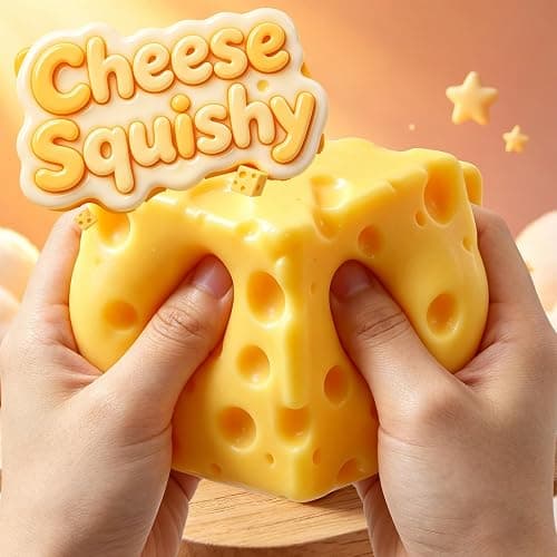 Cheese Squishy Food Squishy Stress Relief Fidget Toy Stress Relief Original Sensory Stress Balls Gifts for Adults Kids Friends (Yellow-1 Pack) thumbnail 3