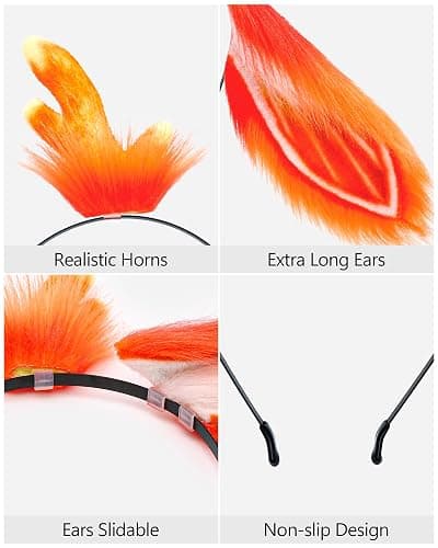 ZFKJERS Realistic Furry Animal Ears Headband Fantasy Creature Ears Adult Cosplay Accessory for Halloween thumbnail 2