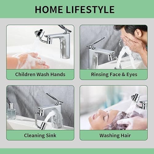 SELLO 1080° Rotating Faucet Extender for Bathroom Sink, Sink Water Faucet Aerator with Brass Extension, Sink Extender with Adjustable Swivel Arm, Fit to Faucet Threads G1/2, 15/16”, and 55/64” thumbnail 5