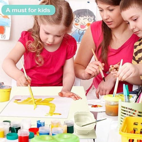 AWOKE Silicone Painting Mat for Kids - 20"X16" Art & Craft Mat with 12 Color Dividers, 2 Paint Palettes, 1 Water Cup - Toddler Activities Paint Mat, Ideal Gift for 3 4 5 Year Old Boys & Girls (Beige) thumbnail 7
