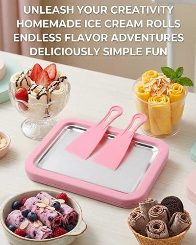 Rolled Ice Cream Maker, DIY Ice Cream Roll Tray | DIY Kit, Ice Cream Rolls, Homemade Desserts, Roll Tray Included, Fun for All Ages thumbnail 6