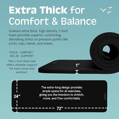 Retrospec Solana Yoga Mat 1" Thick w/Nylon Strap for Men & Women - Non Slip Exercise Mat for Home Yoga, Pilates, Stretching, Floor & Fitness Workouts thumbnail 4