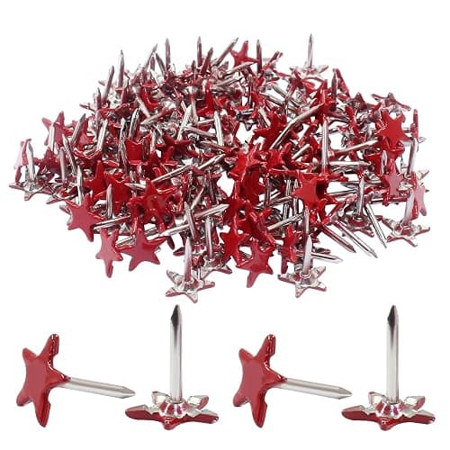 Piutouyar 150 Pcs Star Push Pins, Red Upholstery Tacks Star Shaped Decorative Thumb Tacks Metal Upholstery Pins for Upholstered Furniture Cork Board DIY Projects or Home Decor 11 x 13mm thumbnail 5
