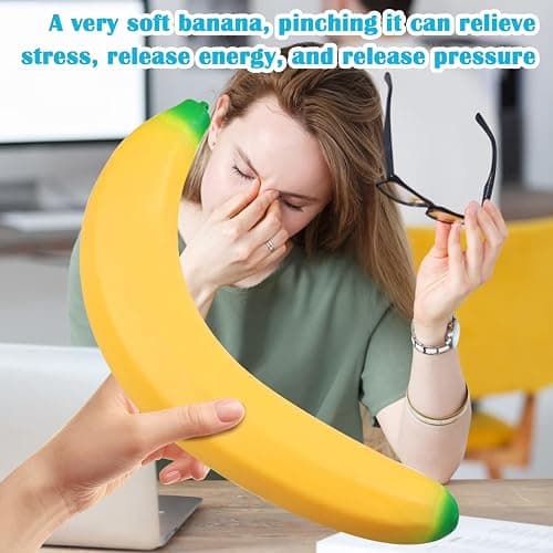 Bannana Squishy Toy, 2026 New Giant Banana Squishy, Banana Squishys Jumbo, Soft Jumbo Squishys Bananas Toys for Stress Relief and Enhancement for Work School, Soft PU Foam（17 Inch thumbnail 5