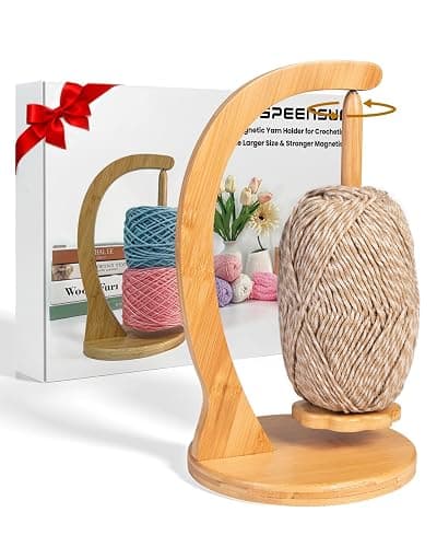 SPEENSUN Magnetic Yarn Holder for Crocheting, Large Size, Natural | Holds 1.1 lbs, Fits Most Yarns, Smooth Spinning, Prevents Tangling, Premium Bamboo, Knitting & Crochet Accessory - Image 1