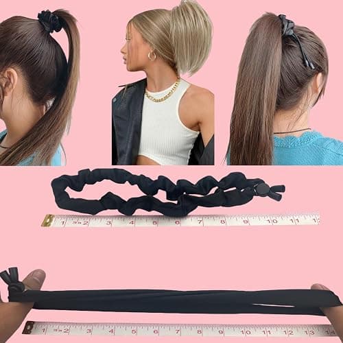 2 Pcs Adjust Satin Hair Tie, Satin Scrunchies for Women Girls, Adjustable Hair Ties for 4c Girlie Thick Curly Natural Hair, No Damage Hair Accessories for Afro Puff Loc Ponytails (black) thumbnail 3