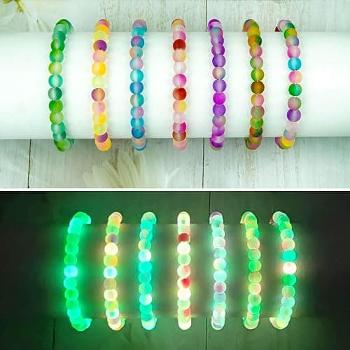 JHYlilia Glow in The Dark Glass Beads for Jewelry Making, 1600Pcs 6MM 24 Grids Crystal Gemstone Beads Round Spacer DIY Craft Bead for Bracelet Necklace Earrings Phone Lanyard Wedding Decor thumbnail 5