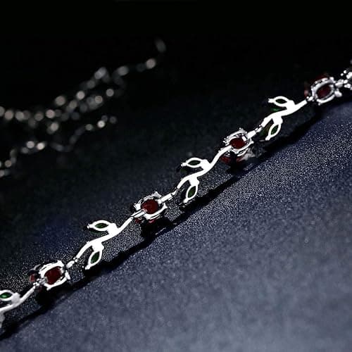 BISAER Lovely White Gold Plated AAA Cubic Zirconia Gemstone Flower Vine 7 Inches Bracelet for Mothers thumbnail 6