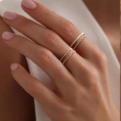 Gelbesty Gold Rings for Women Waterproof, Dainty Stack Minimalist Non Tarnish 1.2mm Thin Thumb Simple Pinky Rings Trendy Set for Women Size 5 6 7 8 9 10 11 thumbnail 3