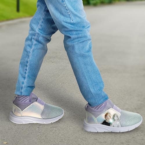 Disney Girls' Frozen Sneakers - Laceless Light-Up Running Shoes (Toddler/Little Girl) thumbnail 2
