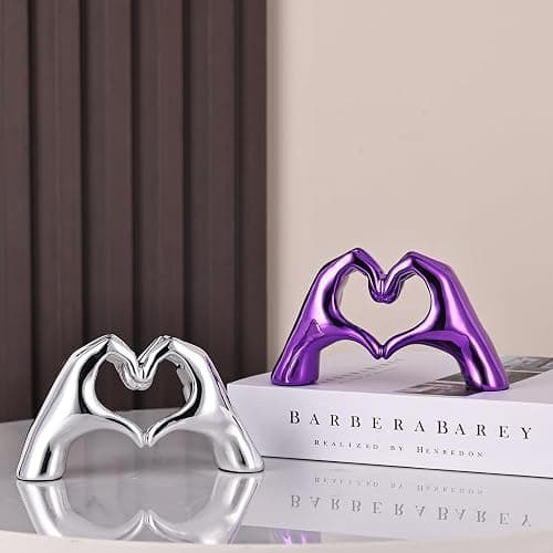 DOVDOV Silver Heart Hand Decorative Sculpture, Room Home Decor Aesthetics for Office, Living Room, Coffee Table, Dining Table, Center Entrance, entryway, TV Stand, Tabletop Decorations. thumbnail 8