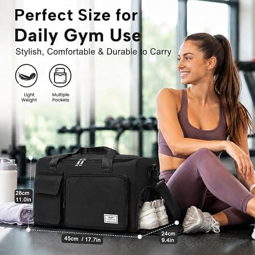 FIORETTO Women's Gym Duffle Bag with Shoes Compartment, 30L Capacity, Ideal for Travel, Gym, Sports, Duffel, Weekender thumbnail 5
