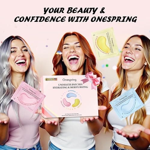 Onespring Eye Masks (8 Pairs) - 24K Gold, Caffeine and Retinol Under Eye Patches, Gel Pads for Wrinkles, Puffiness & Dark Circles, Bachelorette Party Favors, Self Care, Birthday Gifts for Women thumbnail 7
